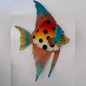 Metal & Glass Colorful Angel Dotted Fish Window Home Decor Hanging Outdoor Bar